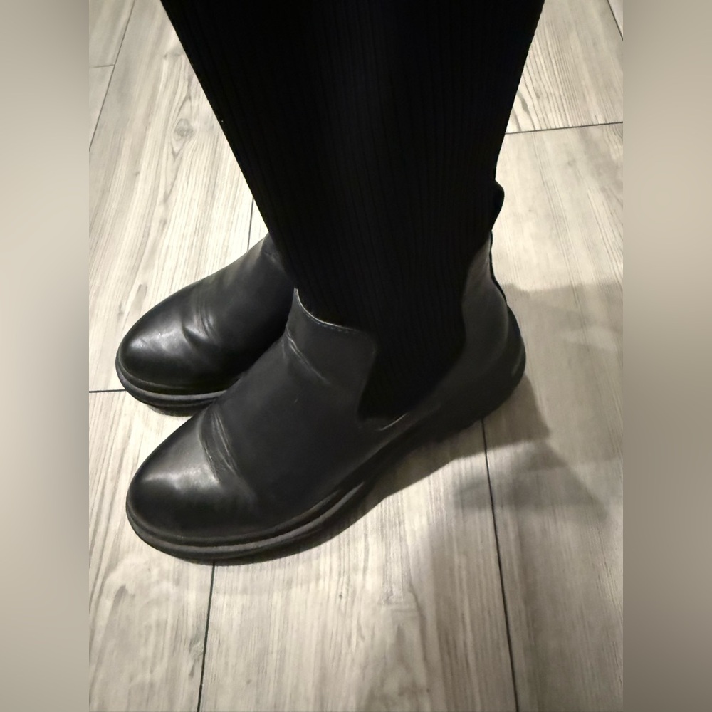 Zara black tall high boot leather sock boots 8